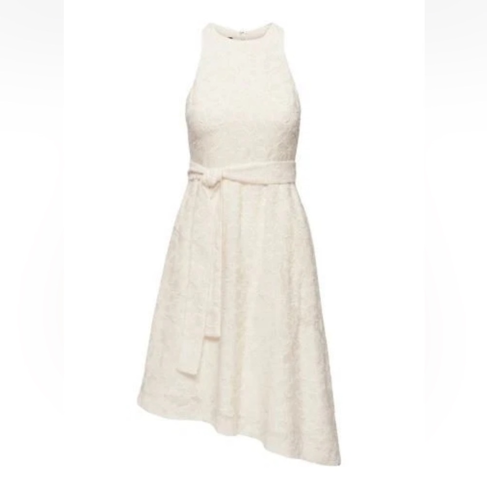 NWT banana republic Ivory textured floral asymmetrical dress matching belt sz 0